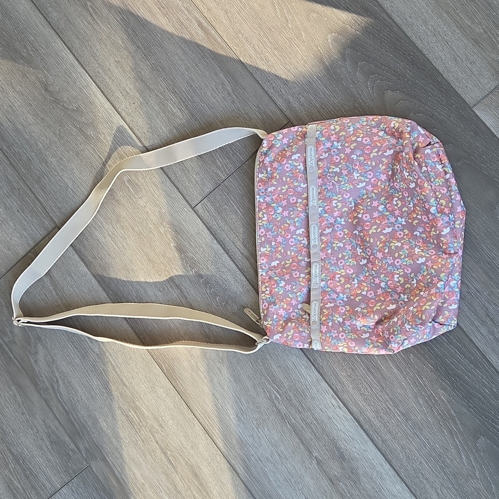 Le Sportsac Floral Burgandy/Pink Cleo Crossbody Bag
